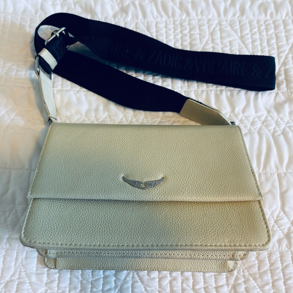 Zadig & Voltaire Cream Crossbody Bag with Modern Design